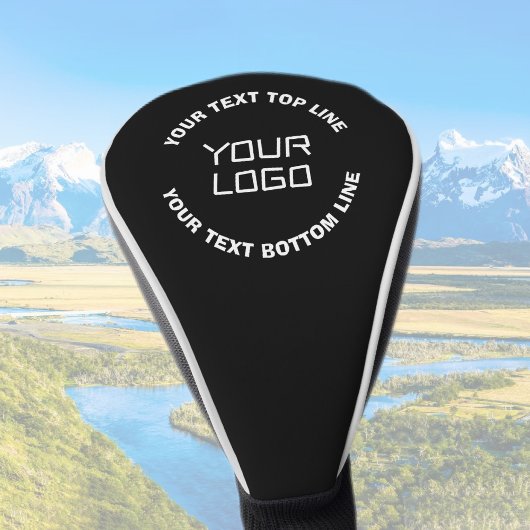Couvre-club De Golf Votre logo ou image et texte modifiable | Noir & B