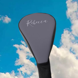 Couvre-club De Golf Votre nom Écriture lavande élégante sur fond vio