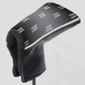 Couvre-club De Golf Votre simple logo répétitif | Gradient noir et gri (Devant 3/4)