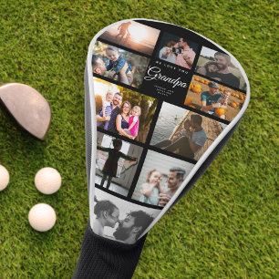 Couvre-club De Golf We Love Grand-pa Family Photo Collage Cool Golfer