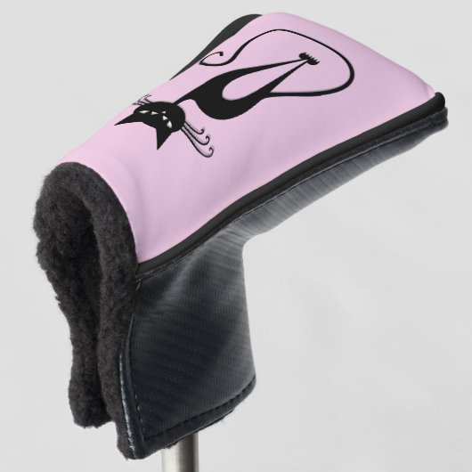 Couvre-club De Golf Whimsical Skinny Chat noir rose (Devant 3/4)