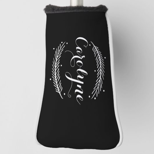 Couvre-club De Golf Wreath d'hiver Whimsical Black Personnalisé I (Tourné à 90°)