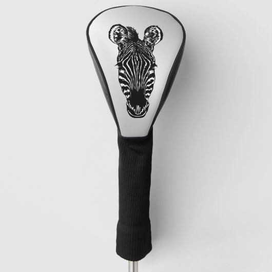 Couvre-club De Golf Zebra Head sur Silver (Devant)