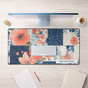 Couvre-lit en patchwork de fleurs Americana en mar