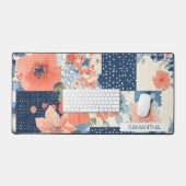 Couvre-lit en patchwork de fleurs Americana en mar (Clavier et souris)