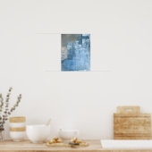 'Cove' Blue en Grey Abstract Art Poster Afdrukken (Keuken)