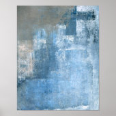 'Cove' Blue en Grey Abstract Art Poster Afdrukken (Voorkant)
