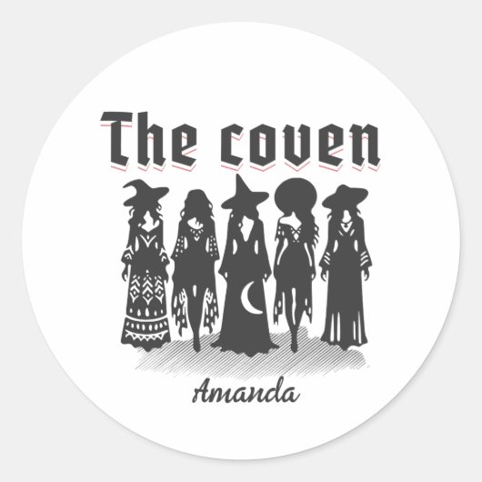 coven bachelorette party witchy ronde sticker (Voorkant)