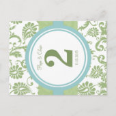 Cover Damask en Aqua Table Number Briefkaart (Voorkant)