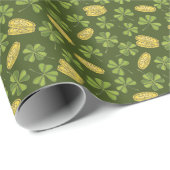 Cover Leaf & Gold Coin Pattern Cadeaupapier (Rol Hoek)