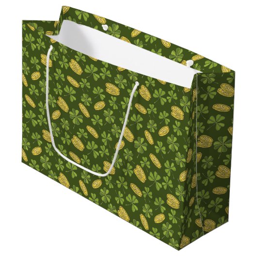 Cover Leaf & Gold Coin Pattern Groot Cadeauzakje (Voorkant Gekanteld)