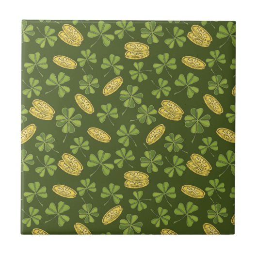 Cover Leaf & Gold Coin Pattern Tegeltje (Voorkant)