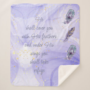 Cover You With His Feathers Bible Quote Ps 91:4 Sh Sherpa Deken