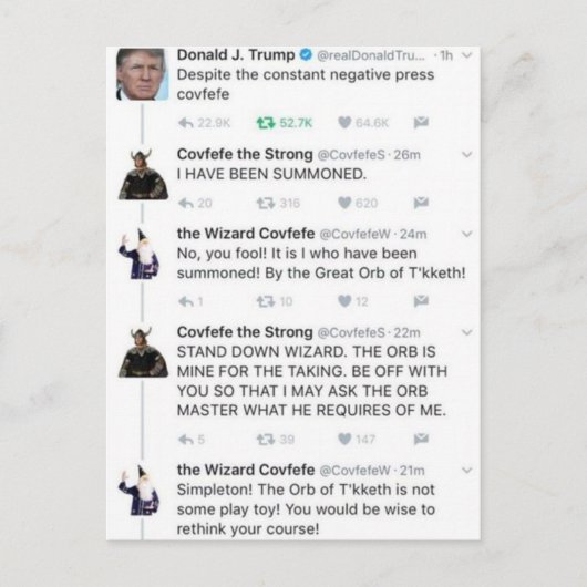 Covfefe Briefkaart (Voorkant)