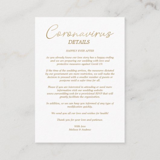 Covid19 Details Custom Lilac Elegant Garland Informatiekaartje (Achterkant)