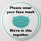 Covid-19 badge colossal S'il vous plaît porter vot (Devant)