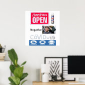 Covid 19 Barbershop Store Open Sign Poster Matte (Bureau à domicile)