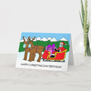 Covid 19 Christmas Day Birthday Santa en Sleigh Kaart