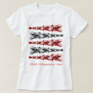 COVID-19-ervaring, angst, virus, zwart en rood T-shirt