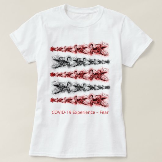 COVID-19-ervaring, angst, virus, zwart en rood T-shirt (Design voorkant)