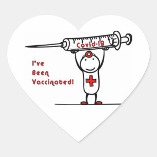 COVID-19-gevaccineerde Sticker van het hart