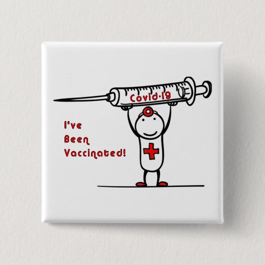 Covid-19 gevaccineerde vierkante Button (Voorkant)