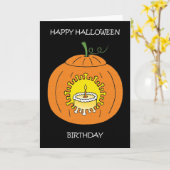 Covid 19 Halloween Verjaardag Cartoon. Kaart (Gele Bloem)