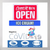 Covid 19 Ice Cream Store Open Sign Poster Matte (Devant)