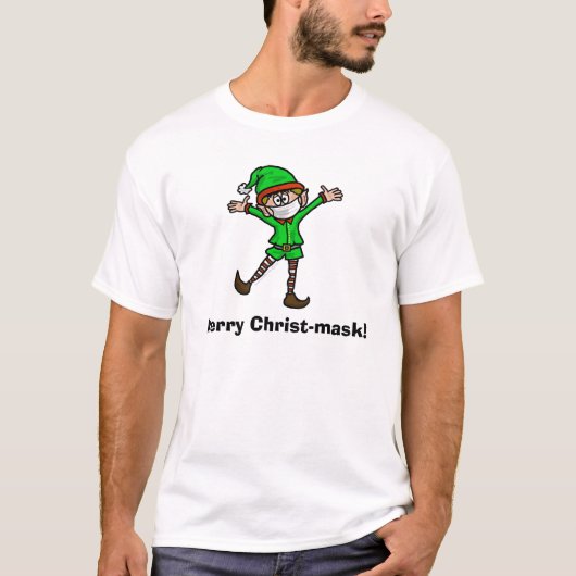 COVID-19 Joyeux T-shirt Elf masque Christ (Devant)