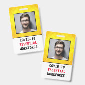 COVID-19 Novel Coronavirus Essential Worker Badge (Voor- en achterkant)