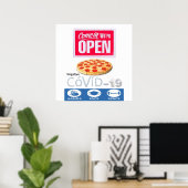 Covid 19 Pizzeria Store Open Sign Poster Matte (Bureau à domicile)