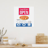 Covid 19 Pizzeria Store Open Sign Poster Matte (Cuisine)