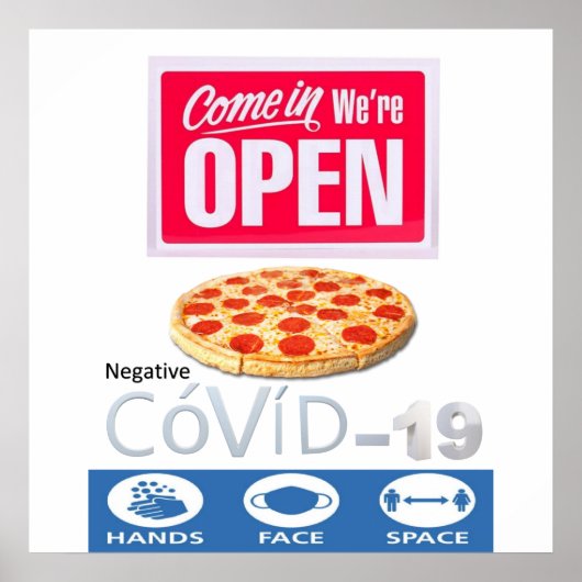 Covid 19 Pizzeria Store Open Sign Poster Matte (Devant)