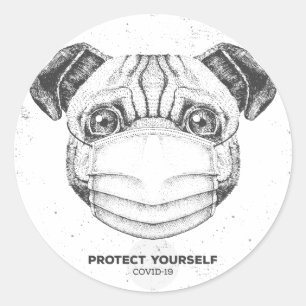 COVID-19 PUG MET  STICKER VOOR GEZICHTE MASKER