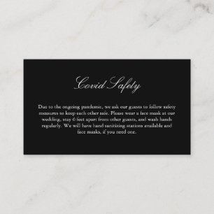 COVID 19 Safety Elegant Black and White Wedding Informatiekaartje