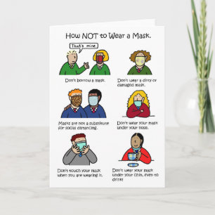 Covid 19 School Children in Face Masks Cartoon Kaart