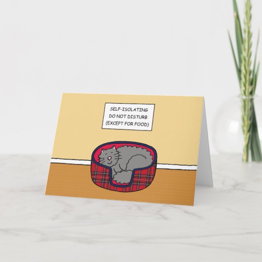 Covid 19 Slapen van Cat Cat-Cartoon met zelfisolat Kaart (Voorkant)