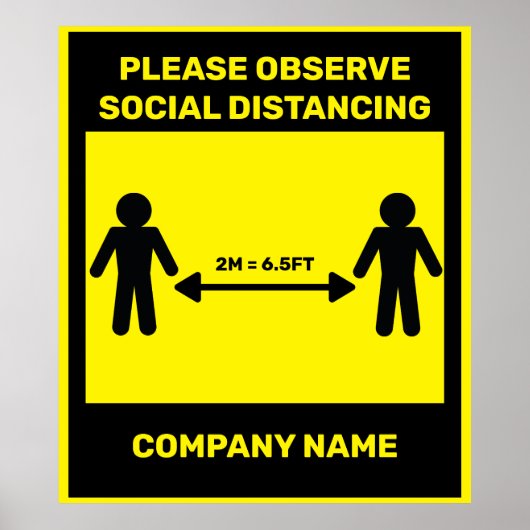 COVID 19 Social Distancing Poster Nom de la sociét (Devant)
