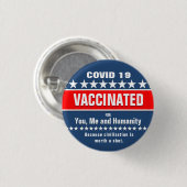 Covid 19 Vaccinatie voor Humanitaire Button (Voorkant /achterkant)