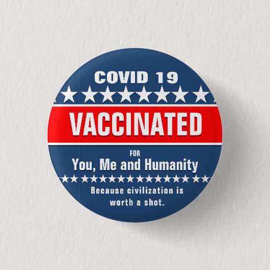 Covid 19 Vaccinatie voor Humanitaire Button (Voorkant)