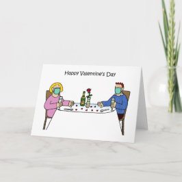 Covid 19 Valentijn paar in Facemaks Kaart