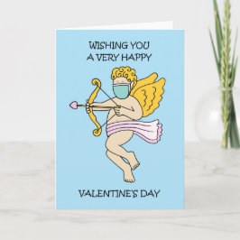 Covid 19 Valentijnsdag Cupido in een Facemask Kaart
