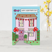 Covid 19 Valentijnsdag Zelfisolerende Cartoon Kaart (Gele Bloem)