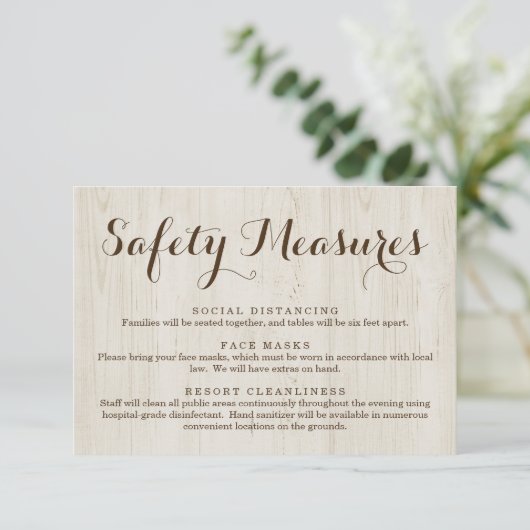 Covid 19 Veiligheidsmasker Sociale Afstand Informa Informatiekaartje (Staand voorkant)