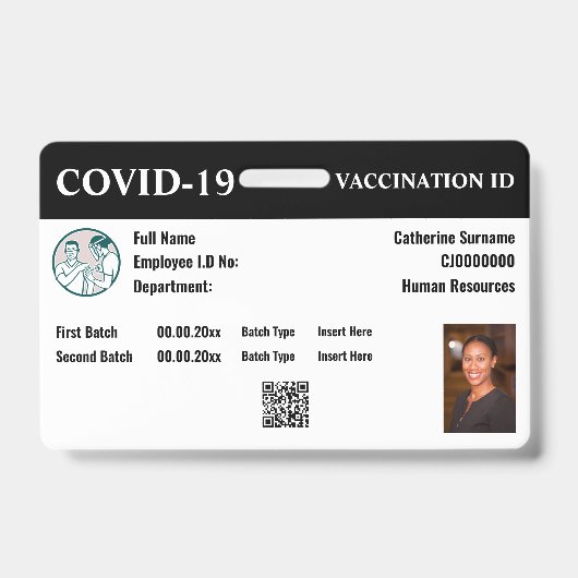 Covid 19 werknemersvaccinatie id | zelfgemaakte fo badge (Voorzijde)