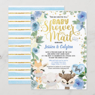 Covid Boy Shower by Mail Pandemic Woodland Animal Kaart
