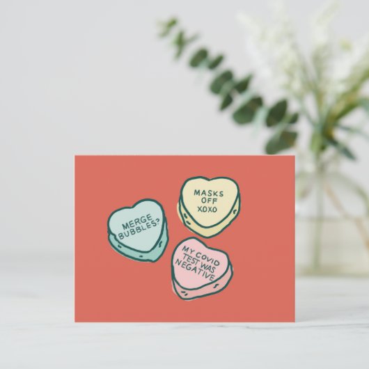 Covid Conversation Hearts Funny Valentijns Kaart (Staand voorkant)