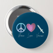 Covid Coronavirus Peace Love Vaccine 2021 Button (Voorkant /achterkant)