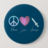 Covid Coronavirus Peace Love Vaccine 2021 Button (Voorkant)