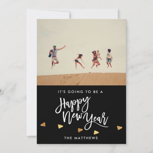 COVID Happy New Year Script Foto Feestdagenkaart (Voorkant)